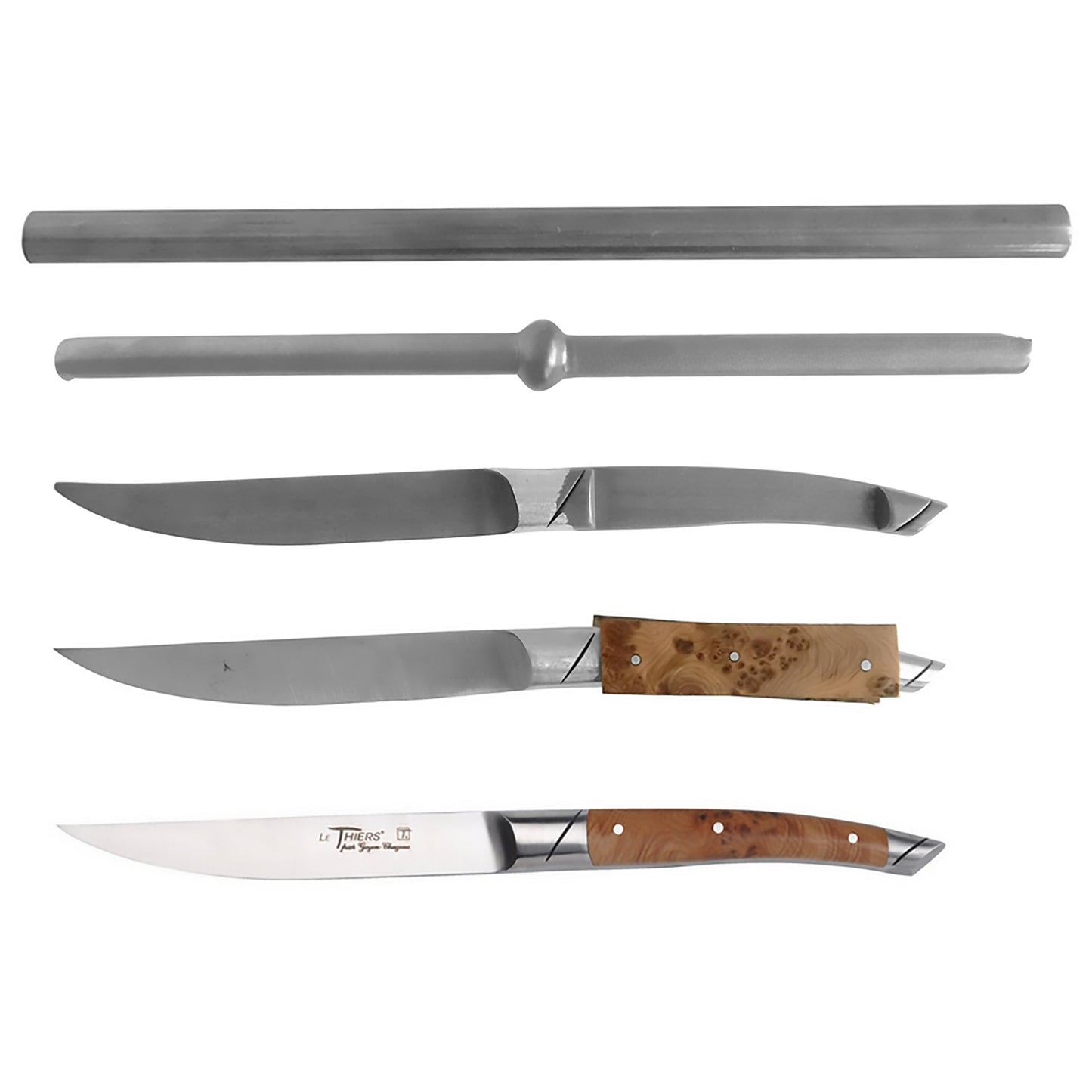  Goyon-Chazeau Mixed Wood Le Thiers Steak Knives Boxed Set/6