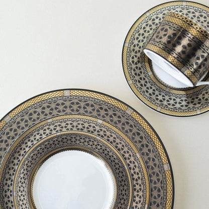  Hawthorne Onyx Gold & Platinum Cup & Saucer Set Of 4