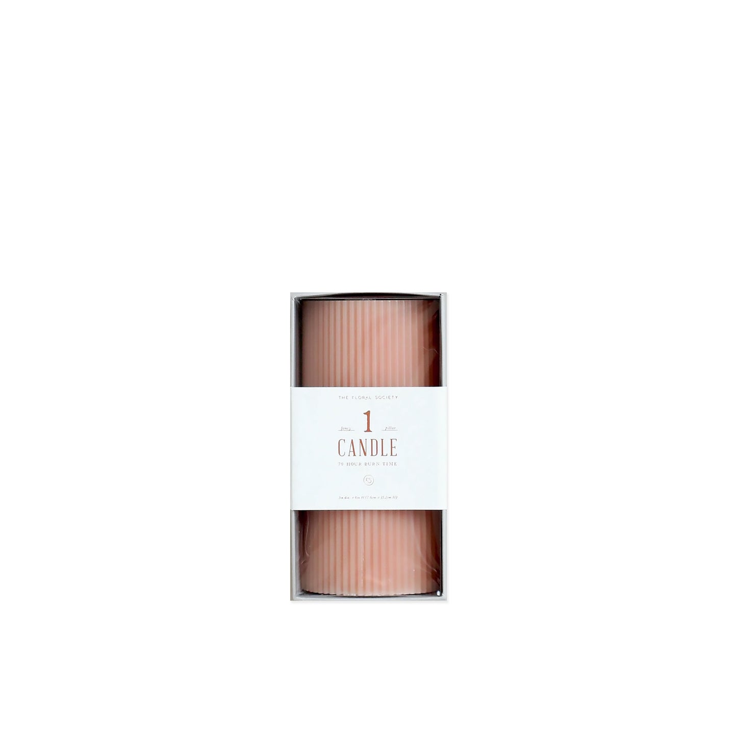  6" Petal Pink Ribbed Pillar Candle