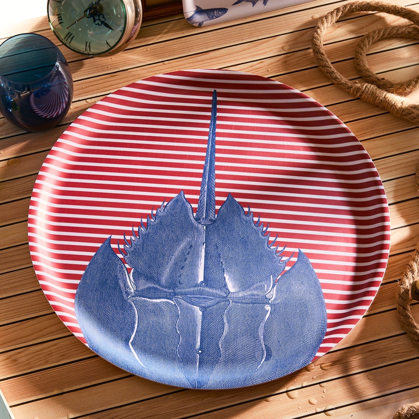  Horseshoe Crab Large Round Birchwood Tray