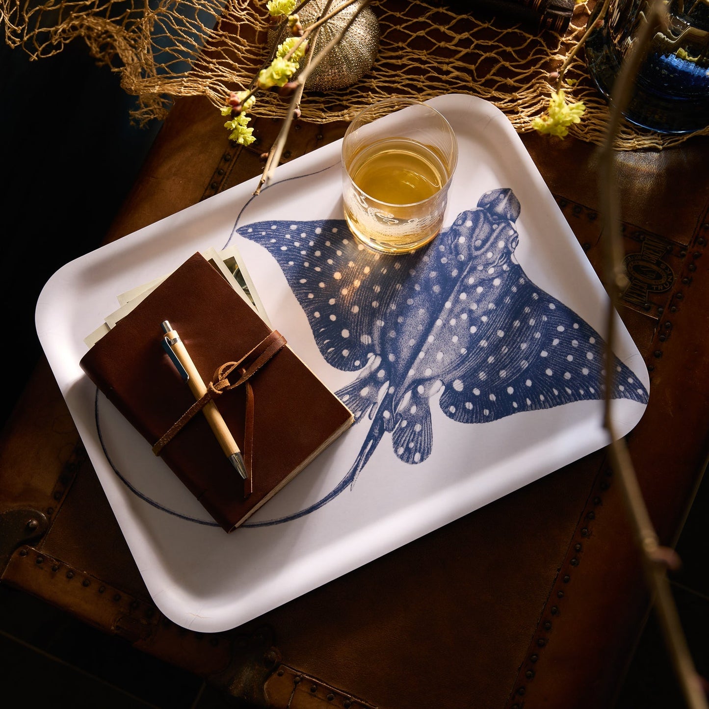 Spotted Stingray Large Rectangular Birchwood Tray