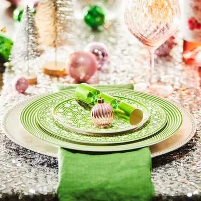  Newport Stripe Verde Rimmed Dinner Plate