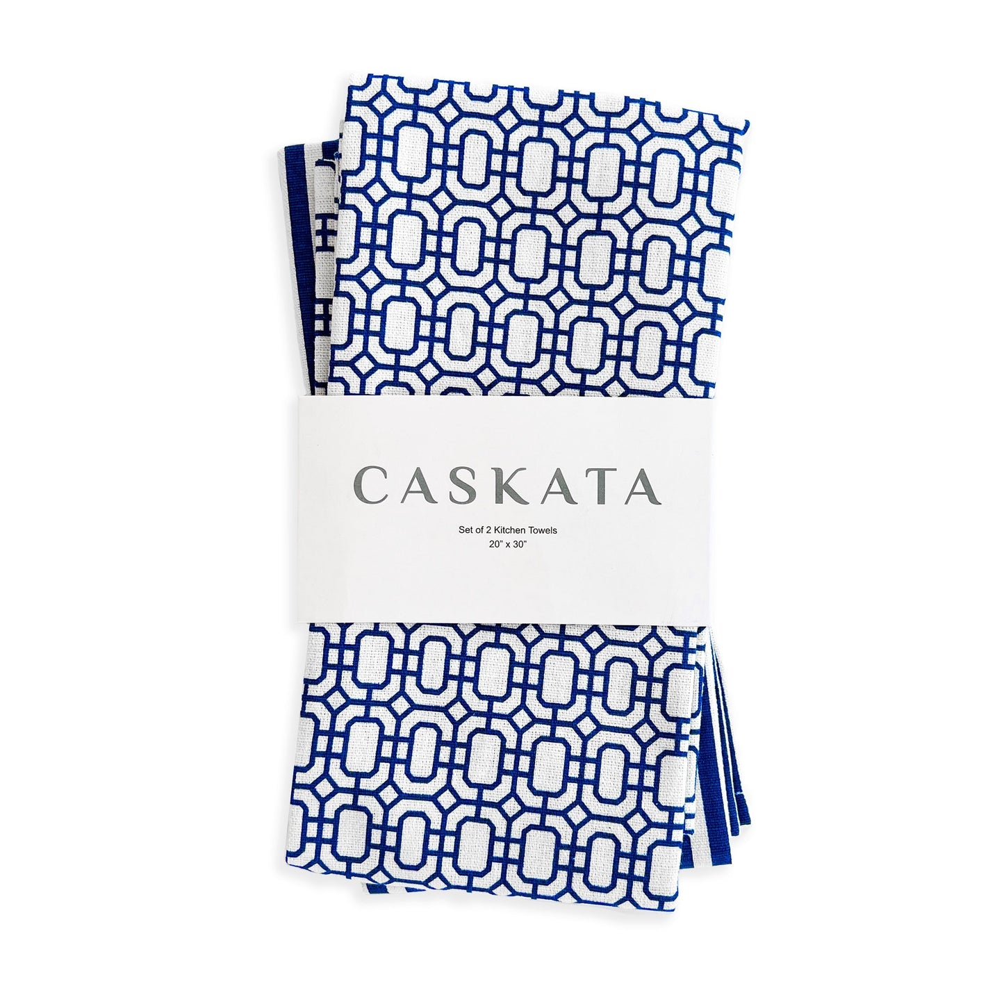  Newport Garden Gate & Pinstripe Blue Kitchen Towels, Mixed Set Of 2