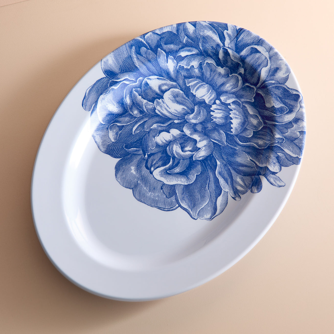  Peony Melamine Oval Rimmed Platter