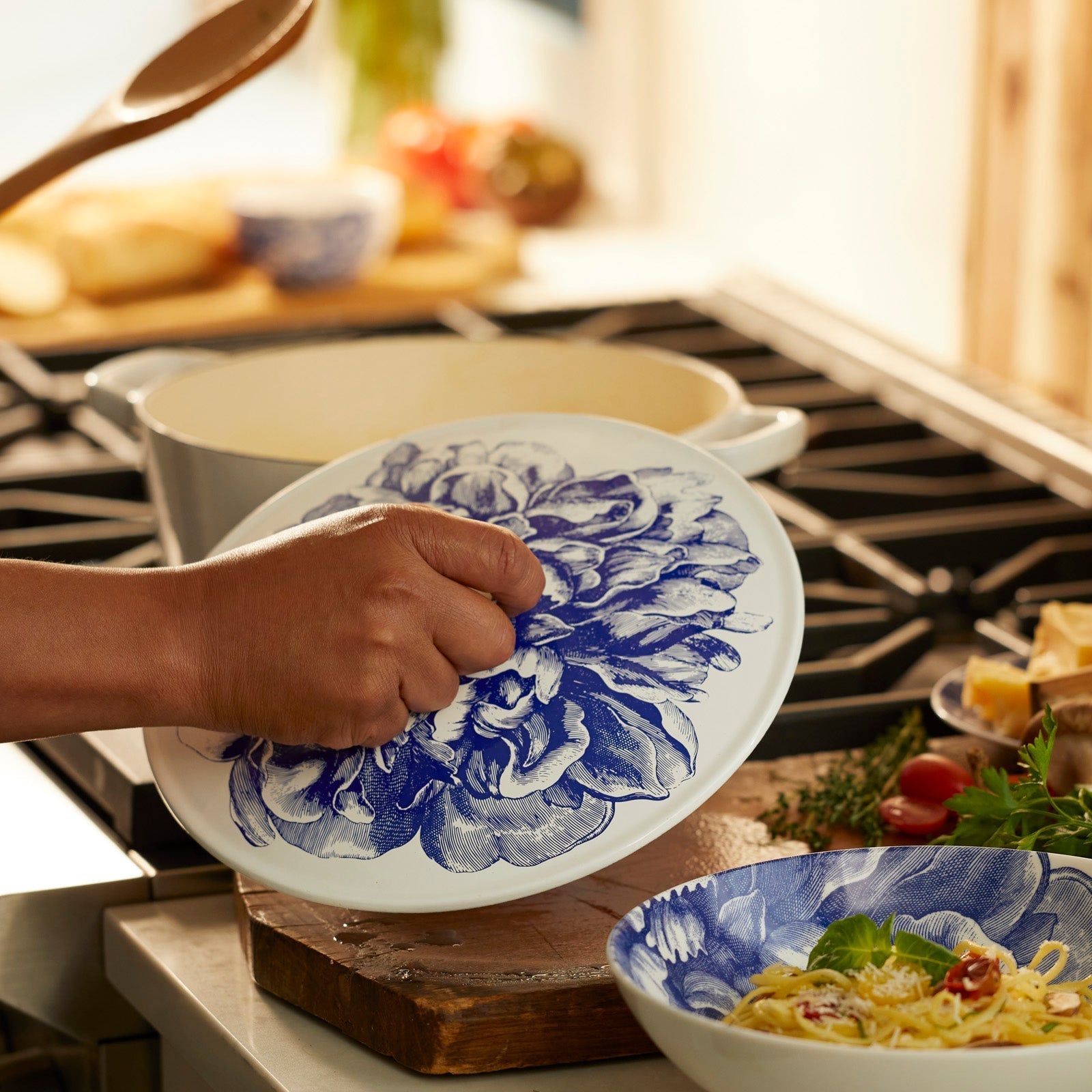 Caskata X Cuisinart Limited Edition Peony Enameled Cast Iron 5 Qt. Round Casserole With Lid