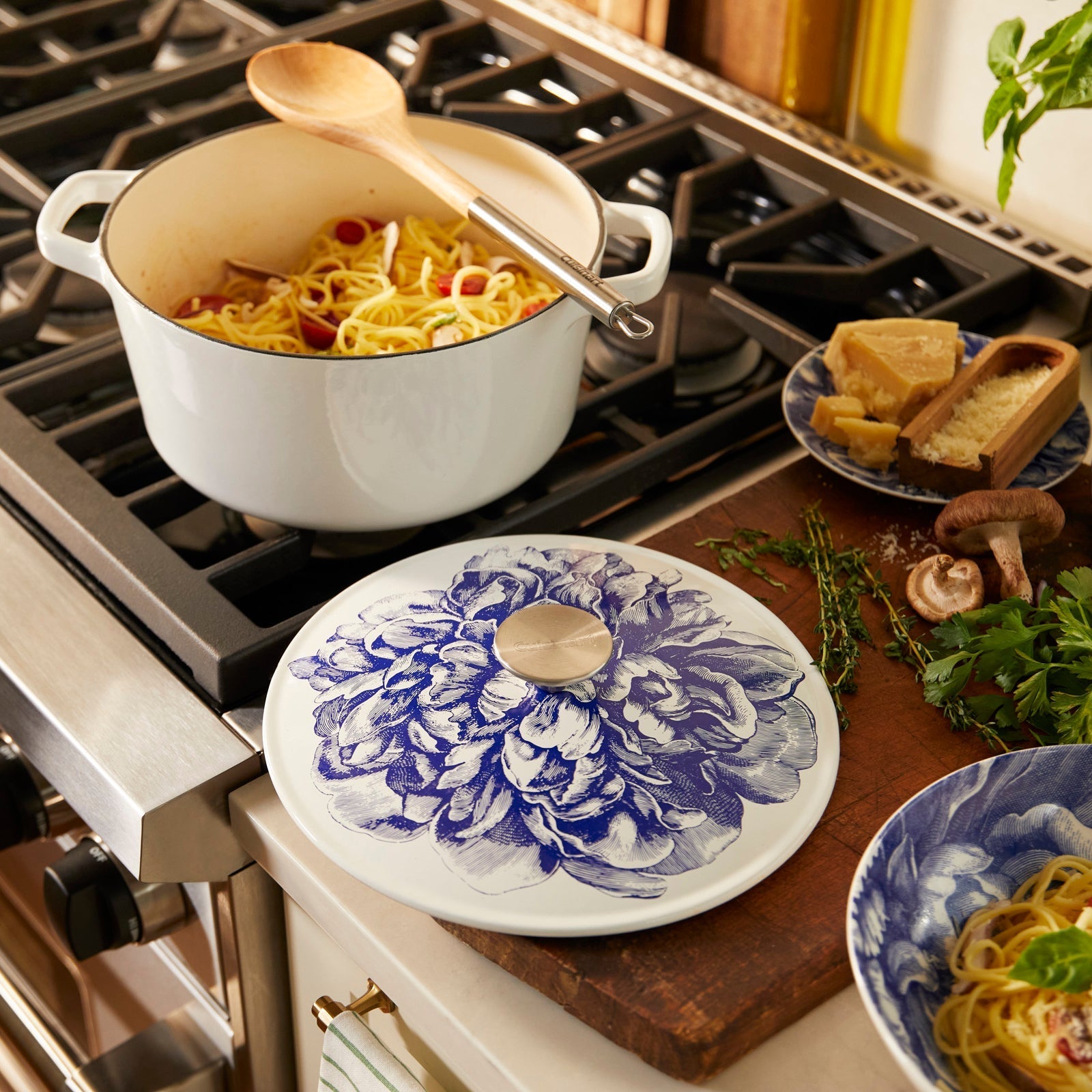  Caskata X Cuisinart Limited Edition Peony Enameled Cast Iron 5 Qt. Round Casserole With Lid