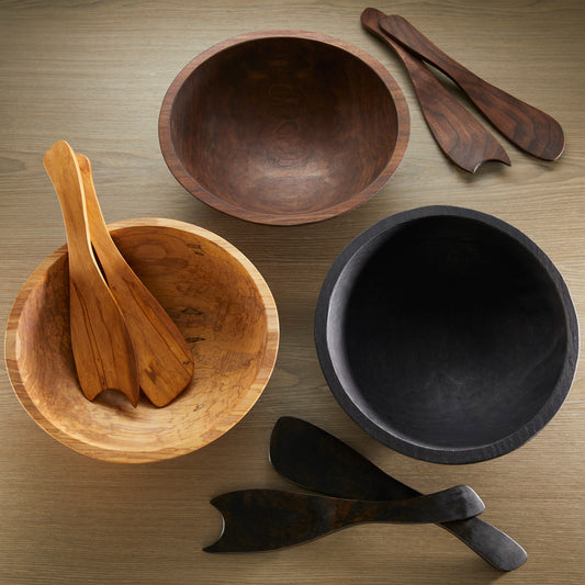  Ebonized Oak 13" Handcrafted Serving Bowl