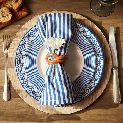  Pinstripe Dinner Napkins In Blue Set/4
