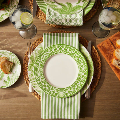  Pinstripe Dinner Napkins In Green Set/4