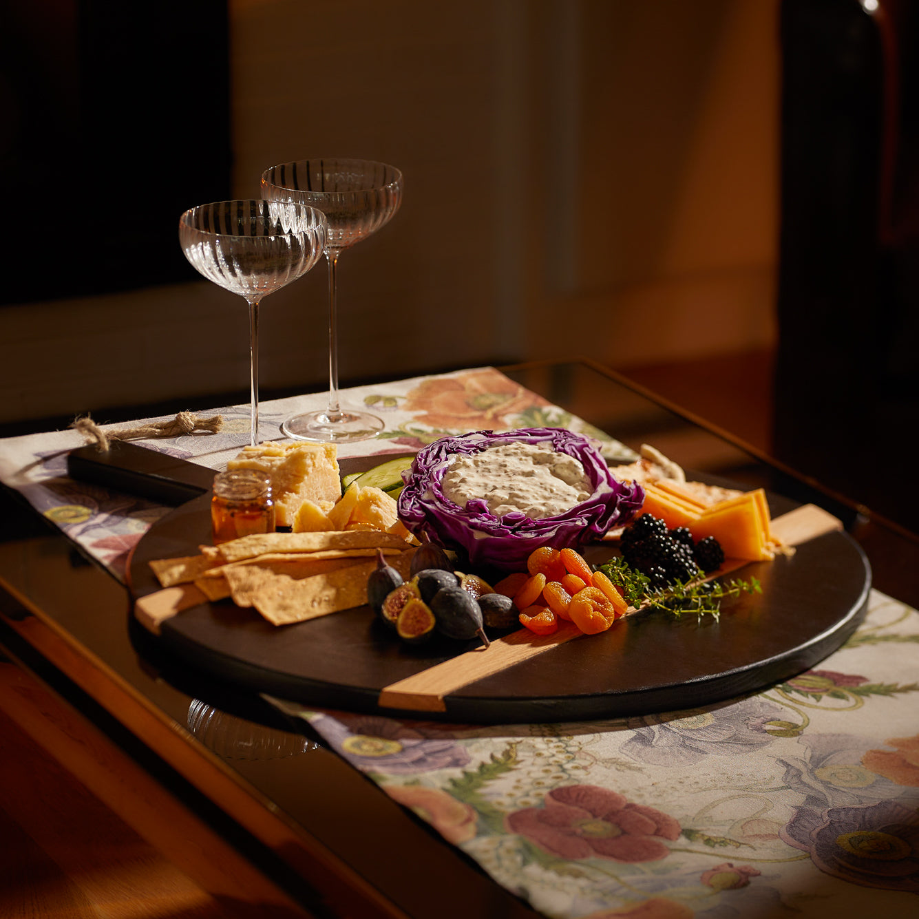  Black & Natural Round Charcuterie Big Board