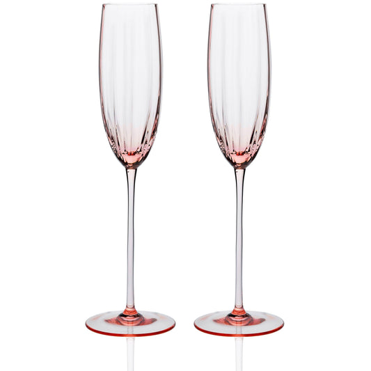  Quinn Rose Champagne Flute Glasses