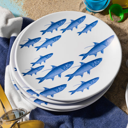  School Of Fish Melamine Dinner Plates, Set Of 4