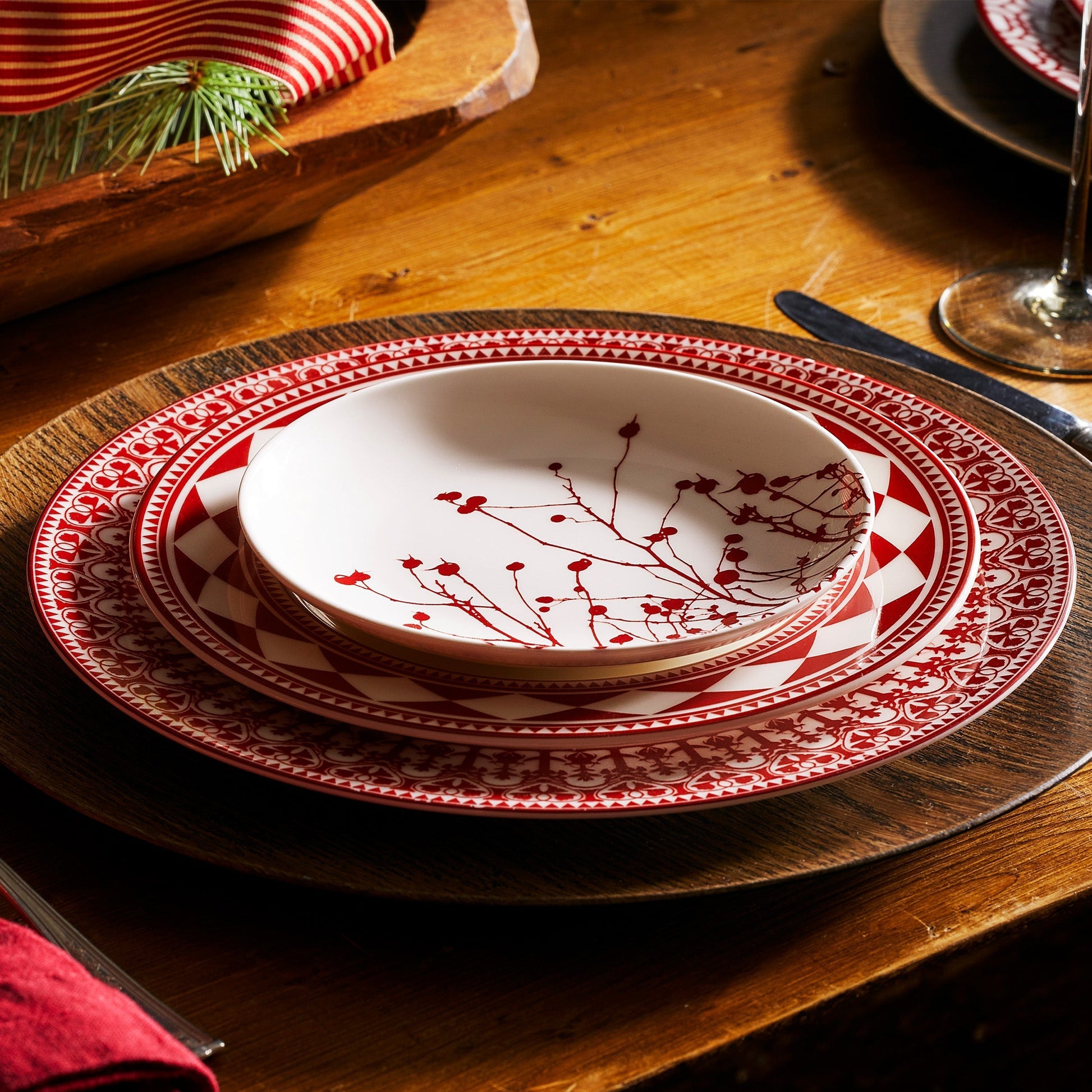  Fez Crimson Rimmed Salad Plate