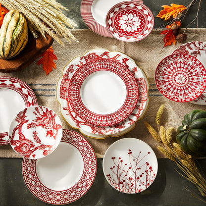  Newport Garden Gate Crimson Rimmed Salad Plate