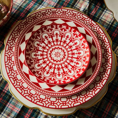  Fez Crimson Rimmed Salad Plate