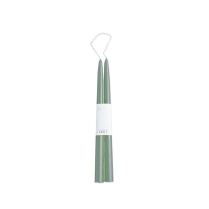  12" Moss Taper Candles - Set Of 2