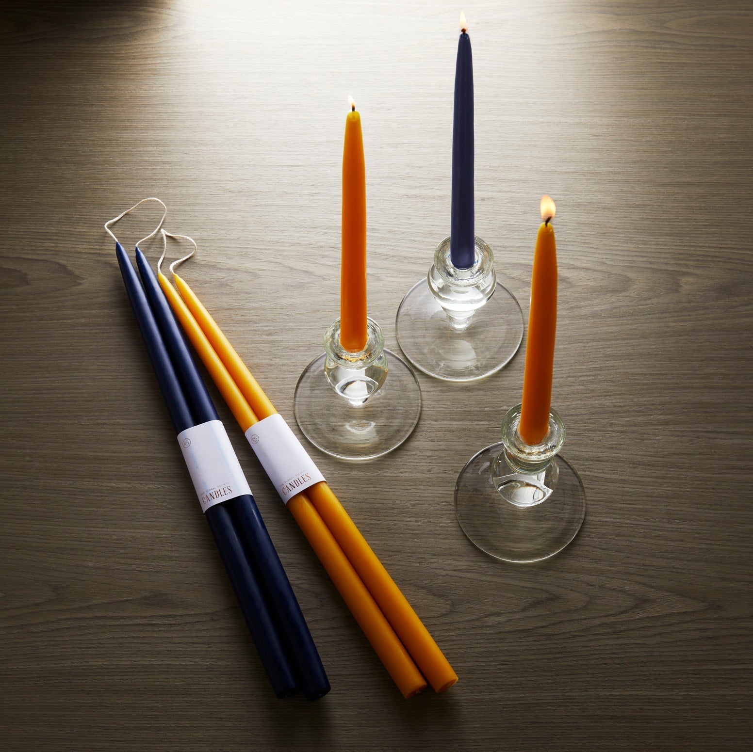  18" Ochre Taper Candles - Set Of 2