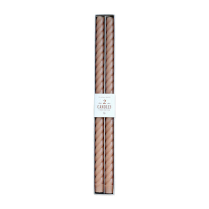  18" Petal Pink Twist Taper Candles - Set Of 2