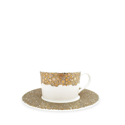  Ellington Shimmer Gold & Platinum Cup & Saucer Set Of 4